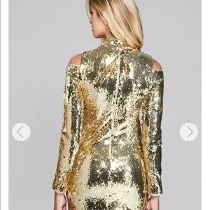 slim fit dress slacks Kaylee Cap Sleeve Gold Sequin Gown by Theia Couture main image 0
